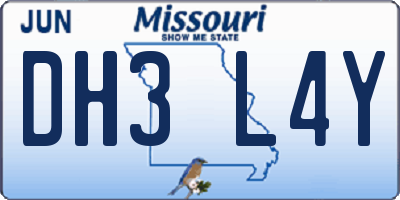 MO license plate DH3L4Y