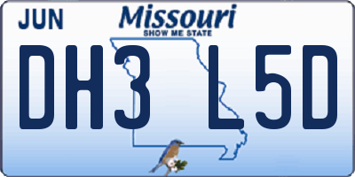 MO license plate DH3L5D