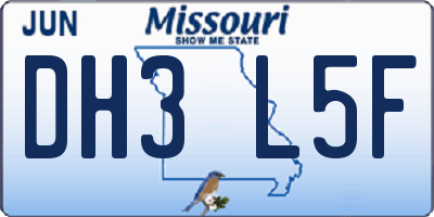 MO license plate DH3L5F