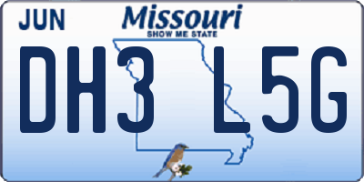 MO license plate DH3L5G