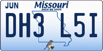 MO license plate DH3L5I