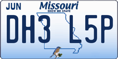 MO license plate DH3L5P