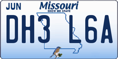 MO license plate DH3L6A