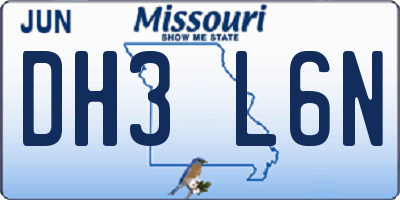 MO license plate DH3L6N