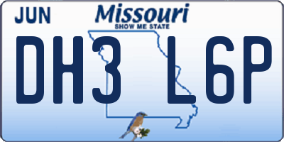 MO license plate DH3L6P