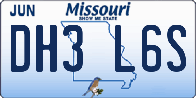 MO license plate DH3L6S