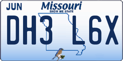MO license plate DH3L6X