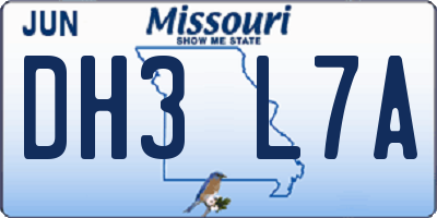 MO license plate DH3L7A