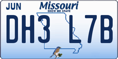 MO license plate DH3L7B