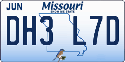 MO license plate DH3L7D