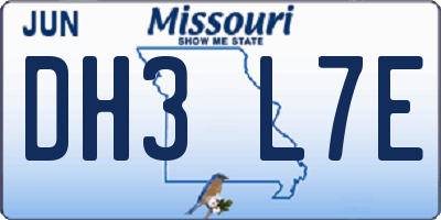 MO license plate DH3L7E