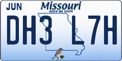 MO license plate DH3L7H