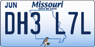 MO license plate DH3L7L