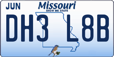 MO license plate DH3L8B