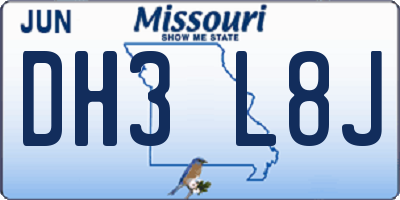 MO license plate DH3L8J