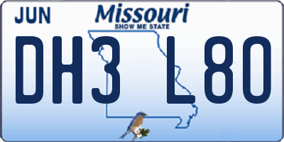 MO license plate DH3L8O