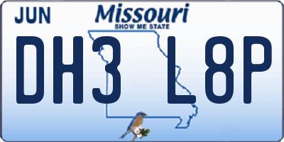 MO license plate DH3L8P
