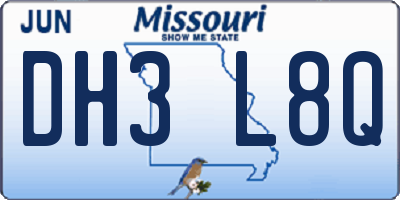 MO license plate DH3L8Q