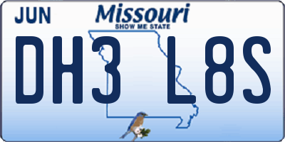 MO license plate DH3L8S