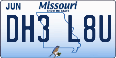 MO license plate DH3L8U