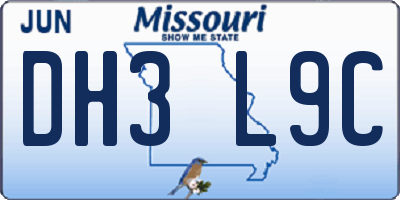 MO license plate DH3L9C