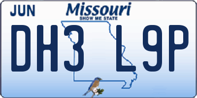 MO license plate DH3L9P