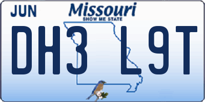 MO license plate DH3L9T