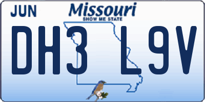 MO license plate DH3L9V
