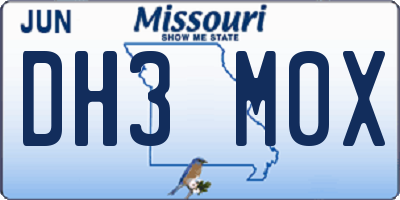 MO license plate DH3M0X