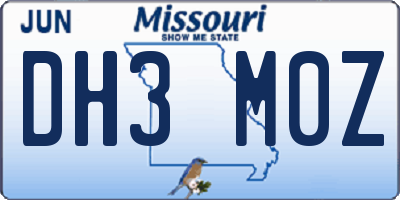 MO license plate DH3M0Z
