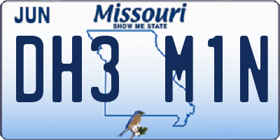 MO license plate DH3M1N