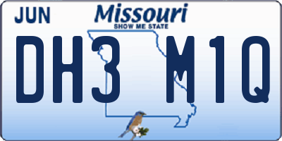 MO license plate DH3M1Q