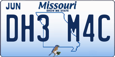 MO license plate DH3M4C