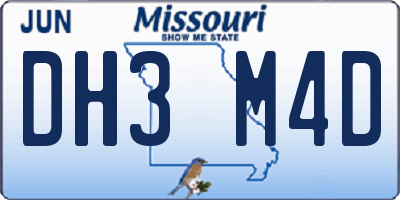 MO license plate DH3M4D