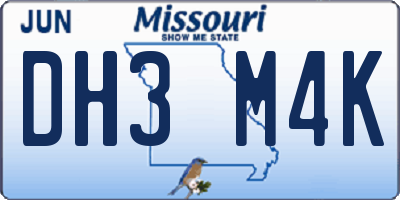 MO license plate DH3M4K