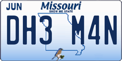 MO license plate DH3M4N