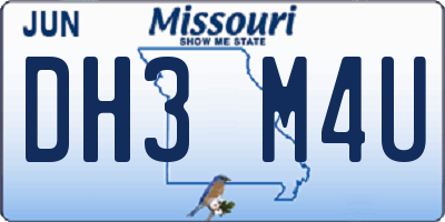 MO license plate DH3M4U