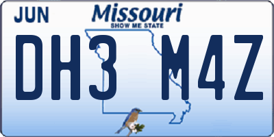 MO license plate DH3M4Z