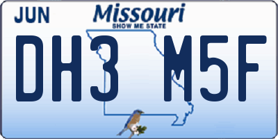 MO license plate DH3M5F