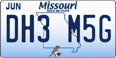 MO license plate DH3M5G