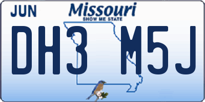 MO license plate DH3M5J