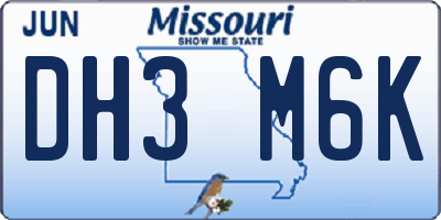 MO license plate DH3M6K