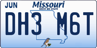 MO license plate DH3M6T