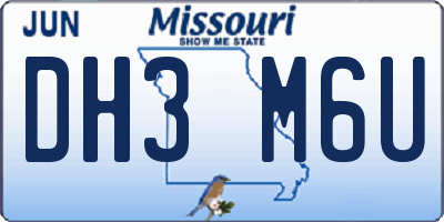 MO license plate DH3M6U