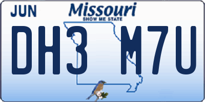 MO license plate DH3M7U