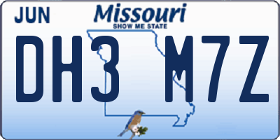 MO license plate DH3M7Z
