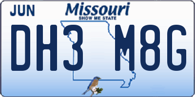 MO license plate DH3M8G