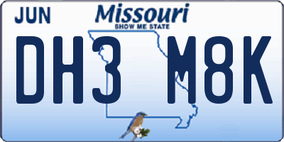 MO license plate DH3M8K
