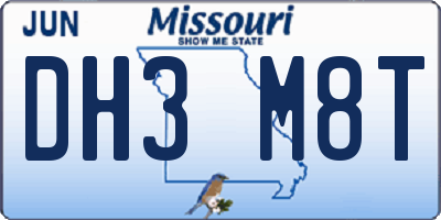 MO license plate DH3M8T
