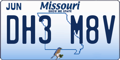 MO license plate DH3M8V